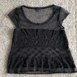 American Eagle sheer black lace top